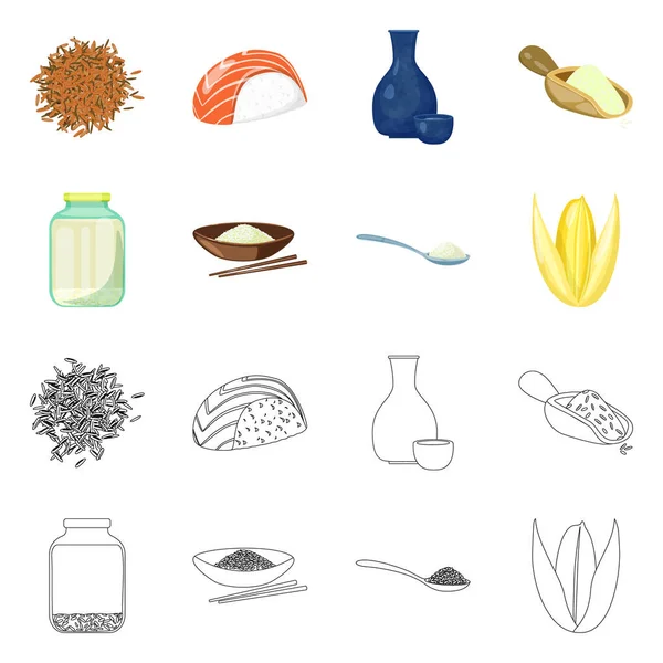 Vectorillustratie van gewas- en ecologische symbool. Collectie van gewas en koken aandelensymbool voor web. — Stockvector