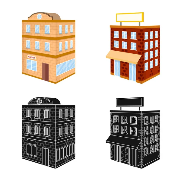 Diseño vectorial de construcción y letrero de edificio. Conjunto de construcción y stock de bienes símbolo para web . — Vector de stock