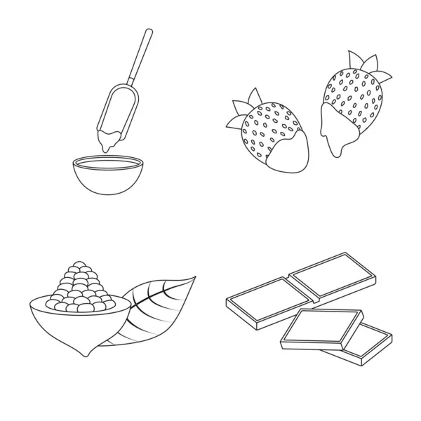 Oggetto isolato di cacao e fagioli logo. Set di illustrazione vettoriale del cacao e della dolcezza . — Vettoriale Stock