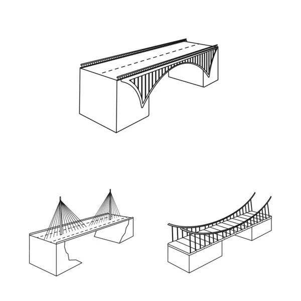 Geïsoleerd object van oriëntatiepunt en structuurteken. Verzameling van oriëntatiepunt en kruising voorraadsymbool voor web. — Stockvector