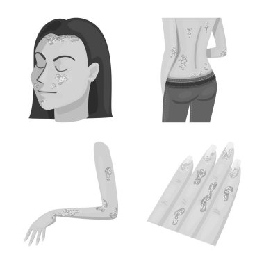 Vektör tasarımı tıbbi ve ağrı simgesi. Sağlık ve hastalık hisse senedi simgesi web için kümesi.