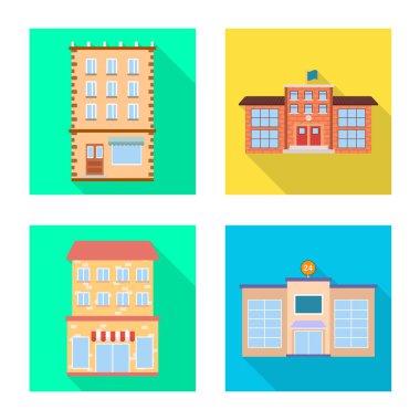 Belediye vektör tasarımı ve Merkez kutsal kişilerin resmi. Belediye topluluğu ve Emlak hisse senedi vektör çizim.