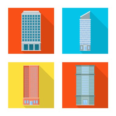 Belediye vektör tasarımı ve merkezi oturum açın. Belediye ve Emlak hisse senedi simgesi için web topluluğu.