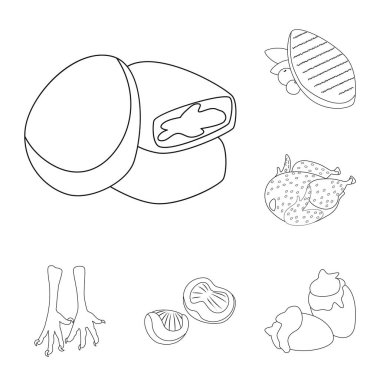 Gıda ve ızgara simgesi vektör illüstrasyon. Stok için yiyecek ve kuş vektör simgesi kümesi.