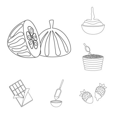 Kakao ve fasulye işareti vektör tasarımı. Stok için kakao ve tatlılık vektör simgesi koleksiyonu.