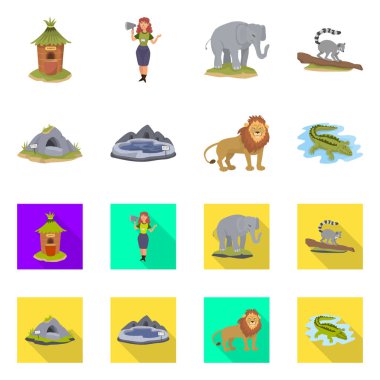 Doğa ve eğlence simge vektör tasarımı. Doğa ve eğlence hisse senedi vektör çizim seti.