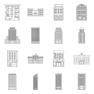 Mimari ve dış işaret vektör illüstrasyon. Mimarlık ve şehir stok vektör illüstrasyon koleksiyonu.