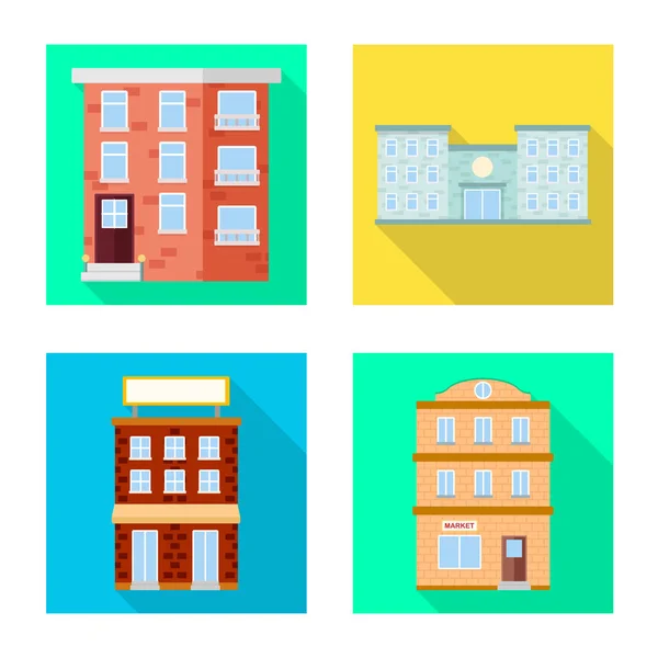 Ilustración vectorial del icono municipal y central. Colección de icono vectorial municipal y patrimonial para stock . — Vector de stock