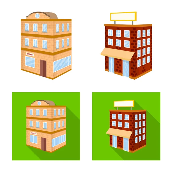 Conception vectorielle de la construction et du symbole du bâtiment. Ensemble de construction et icône vectorielle immobilière pour stock . — Image vectorielle