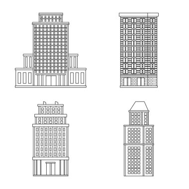 Mimari ve dış simge vektör illüstrasyon. Web için mimari ve şehir stok sembolü kümesi.