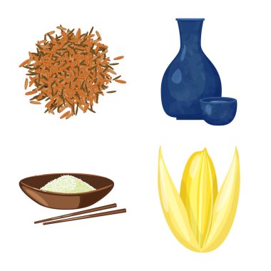 Gıda ve organik simge vektör çizimi. Gıda ve tarım vektör simge stok için set.