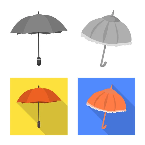 Vector ontwerp van bescherming en gesloten symbool. Set van bescherming en regenachtige vector pictogram voor voorraad. — Stockvector