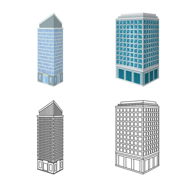 Projeto vetorial de construção e ícone do edifício. Conjunto de símbolo de estoque de construção e propriedade para web . — Vetor de Stock