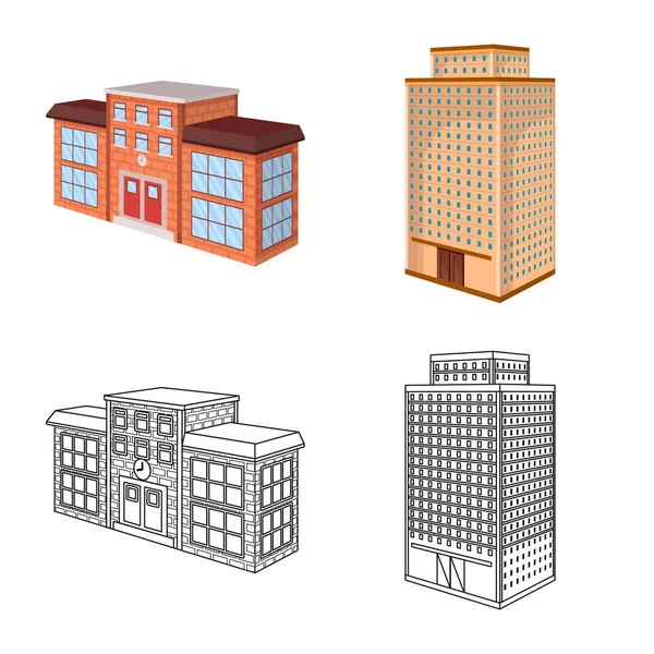 建筑和建筑标志的矢量设计。网络建筑和房地产股票符号的收集. — 图库矢量图片