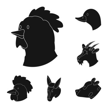 Çiftlik vektör tasarımı ve organik işareti. Stok lar için çiftlik ve baş vektör simgesi seti.