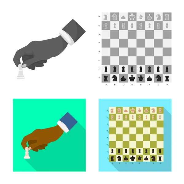 Vektorillustration von Schachmatt und dünnem Symbol. Sammlung von Schachmatt und Zielaktiensymbol für das Web. — Stockvektor
