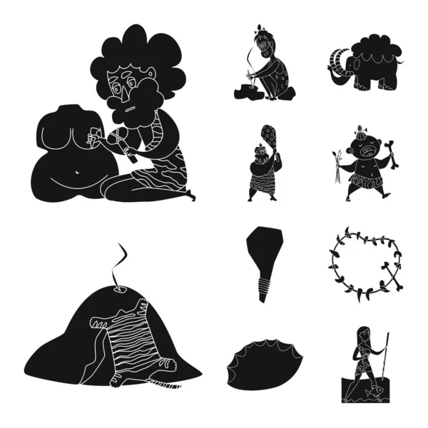 Diseño vectorial de sapiens y símbolo de desarrollo. Colección de sapiens e icono de vector de edad para stock . — Vector de stock