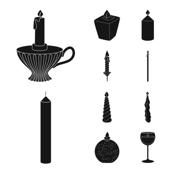 Objeto isolado de luz de velas e logotipo da decoração. Conjunto de velas e símbolo de estoque de cera para web . —  Vetores de Stock
