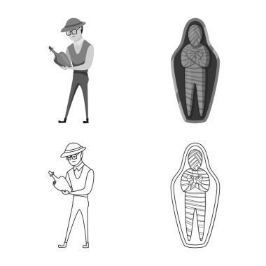 Hikaye ve öğeler logo vektör tasarımı. Hikaye ve öznitelikleri hisse senedi vektör çizim topluluğu.