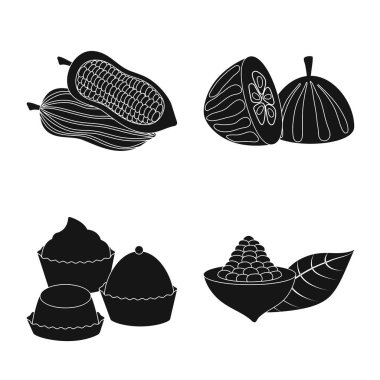 Pişirme ve kahverengi logosu izole nesne. Pişirme ve fasulye stok vektör çizim seti.