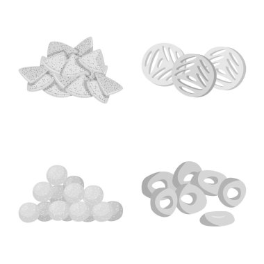 Ürün ve menü logosu izole nesne. Ürün ve çubuk stok vektör çizim seti.