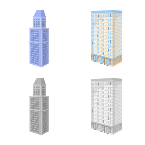 Illustration vectorielle de la construction et icône du bâtiment. Ensemble de construction et icône vectorielle immobilière pour stock . — Image vectorielle