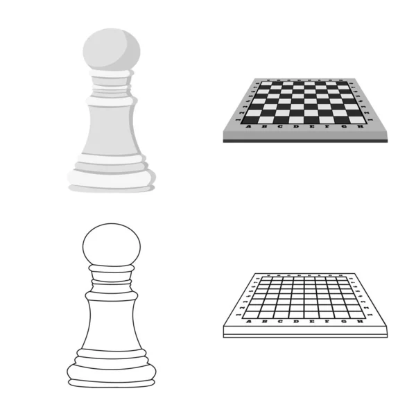 Oggetto isolato di scacco matto e icona sottile. Raccolta dell'illustrazione del vettore scacco matto e dello stock bersaglio . — Vettoriale Stock