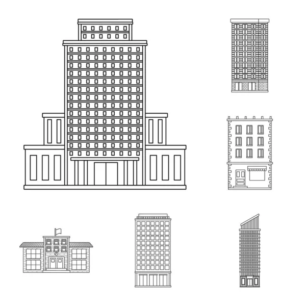 Isolerat föremål av arkitektur och yttre symbol. Uppsättning av arkitektur och stad stock vektor illustration. — Stock vektor