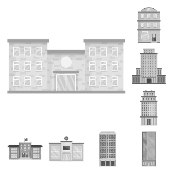 Objet isolé de construction et icône de la ville. Collection de construction et centre stock symbole pour le web . — Image vectorielle