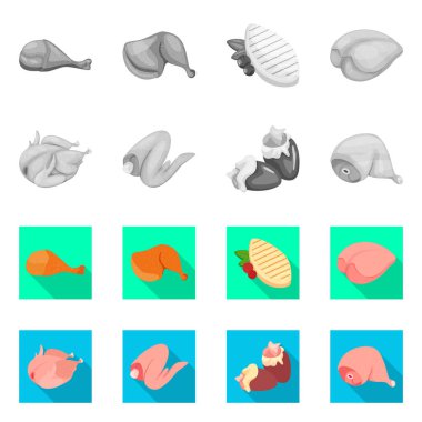 Ürün ve kümes hayvanları işareti vektör Illustration. Hisse senedi için ürün ve tarım vektör simge kümesi.