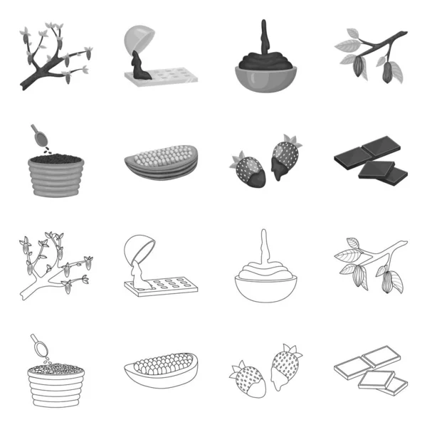 Векторная иллюстрация еды и вкусной иконы. Набор векторных иллюстраций для пищевых продуктов и коричневых продуктов . — стоковый вектор