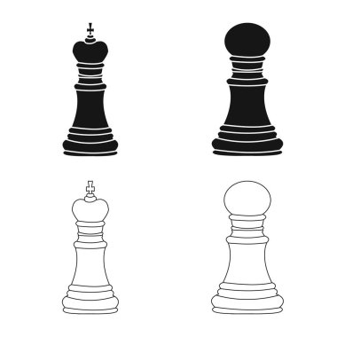 Şah mat ve ince simge vektör tasarımı. Şah mat ve hedef hisse senedi vektör çizim seti.