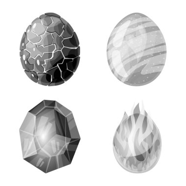 Canavar ve fantezi işareti izole nesne. Stok için canavar ve büyük vektör simgesi seti.