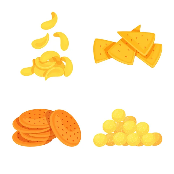 Vector design of food and crunchy icon. Collection of food and flavor stock vector illustration. — Stock Vector