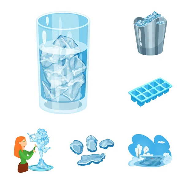 Diseño vectorial del icono de las heladas y el agua. Conjunto de escarcha y material húmedo símbolo para web . — Vector de stock