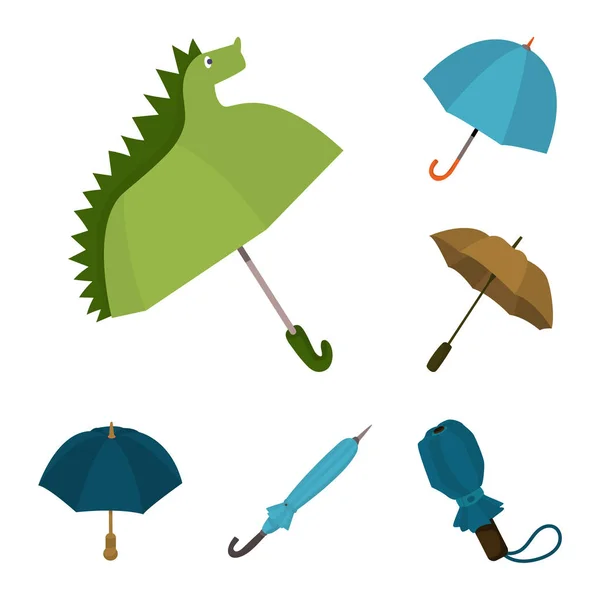 傘と雨のシンボルのベクトルデザイン。株式のための傘と気象ベクトルのアイコンのセット. — ストックベクタ