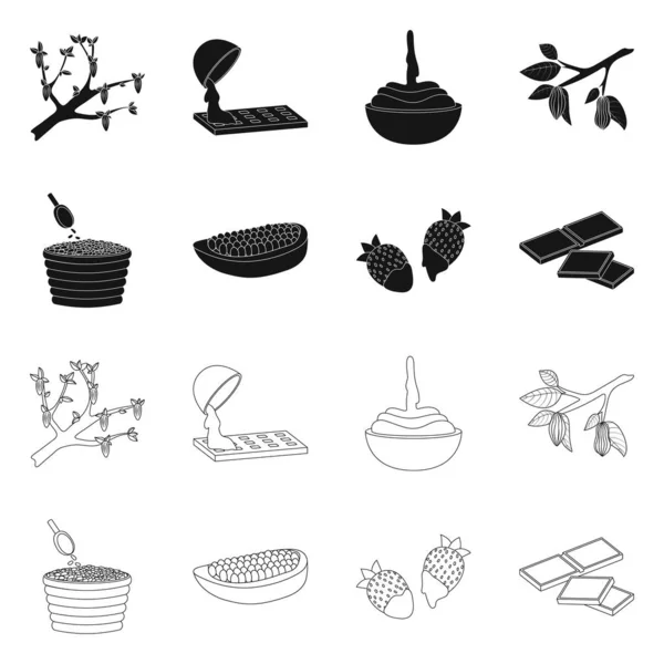 Diseño vectorial de comida y delicioso signo. Conjunto de alimentos y vector marrón icono para stock . — Vector de stock