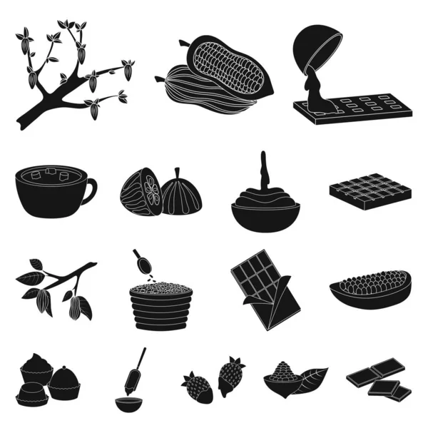Isolerat objekt av matlagning och brun logotyp. Samling av matlagning och bönor Stock symbol för webb. — Stock vektor