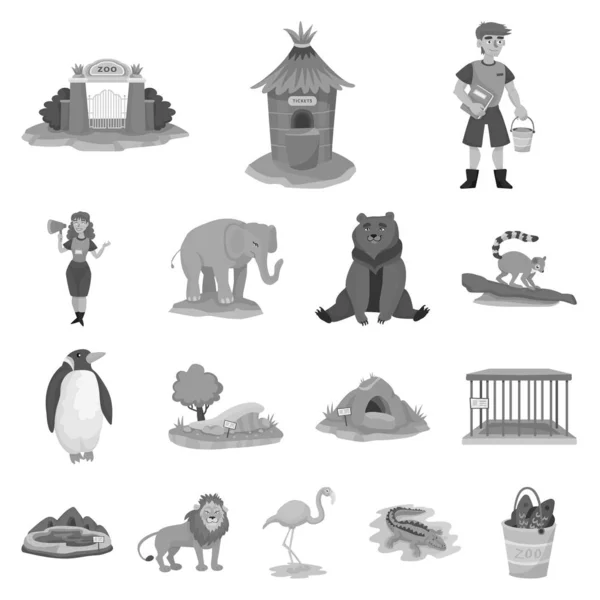Hayvanat bahçesi ve park logosu vektör illüstrasyon. Hayvanat bahçesi ve hayvan stok vektör illüstrasyon seti. — Stok Vektör