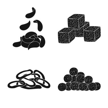 Parti ve pişirme simgesinin vektör Illustration. Parti ve gevrek stok vektör çizim seti.