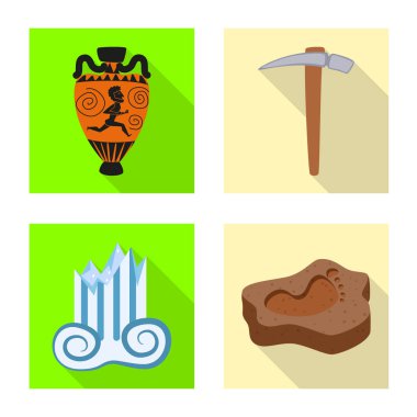 Hikaye ve öğeler logo vektör tasarımı. Hikaye ve öznitelikleri koleksiyonu stok web simgesi.