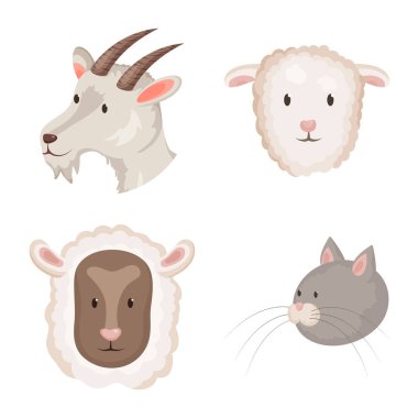 Çiftlik ve baş simgesinin yalıtılmış nesnesi. Stok için çiftlik ve ev yapımı vektör simgesi koleksiyonu.