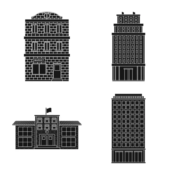 현대 및 부동산 아이콘의 격리 된 개체입니다. 주식에 대한 현대 및 건물 벡터 아이콘의 컬렉션. — 스톡 벡터