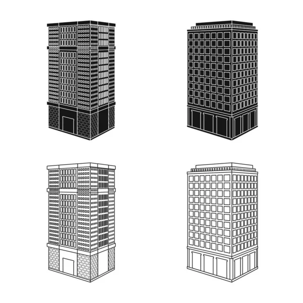 Illustrazione vettoriale della costruzione e del logo dell'edificio. Raccolta di illustrazione vettoriale costruzione e patrimonio immobiliare . — Vettoriale Stock