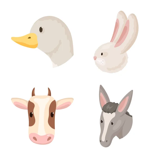 Векторний дизайн ферми та логотипу голови. Колекція ферм і домашніх тварин Векторні ілюстрації . — стоковий вектор