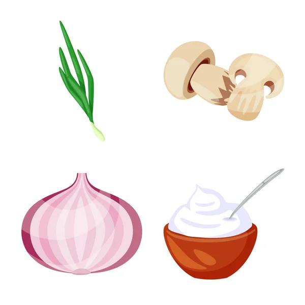 Diseño vectorial del logotipo de alimentos y sabores. Conjunto de alimento e ingrediente vector icono para stock . — Vector de stock