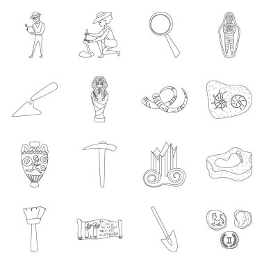 Hikaye ve araştırma sembolü vektör illüstrasyon. Web için hikaye ve keşif stok sembolü koleksiyonu.