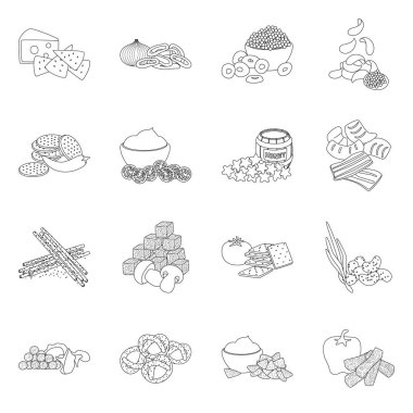 Tat vektör tasarımı ve gevrek işareti. Web için tat ve pişirme stok sembolü koleksiyonu.