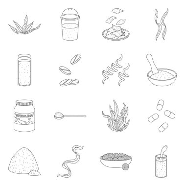 Yiyecek ve vegan logosu vektör tasarımı. Ağ için yiyecek ve ot stoku sembolü koleksiyonu.