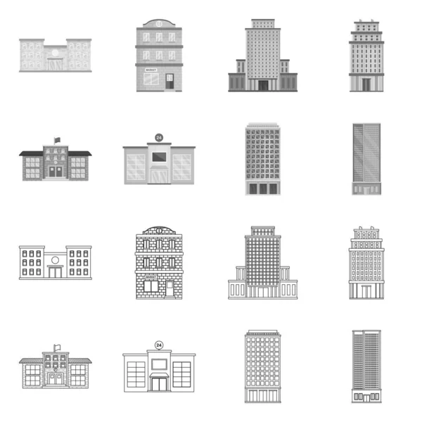 Isolated object of municipal and center icon. Collection of municipal and estate stock vector illustration. — Stock Vector